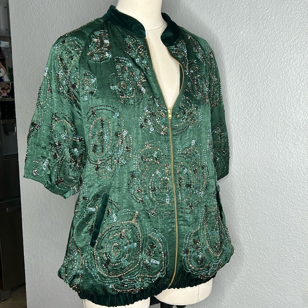 Not so Serious satin beaded bomber jacket
